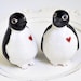 Penguin wedding cake topper - handmade wedding cake pair ceramic birds sculpture