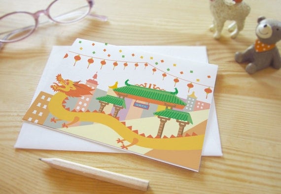 Buy e greeting cards gifts anniversary - Chinatown Greeting Card - San Francisco, Chinese, Dragon, California, Anniversary, Chinese New Year, Blank, Gift, Holiday