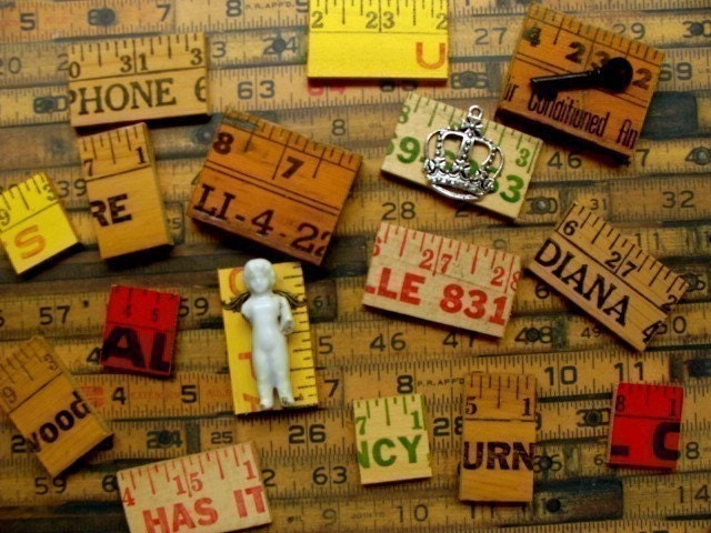 Vintage Salvage Wooden Yardsticks cut pcs for Jewelry and Assemblage