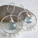 Moss Aquamarine Drop Earrings, Sterling Hoop Earrings, Rustic Blue Earrings, Bridal Earrings