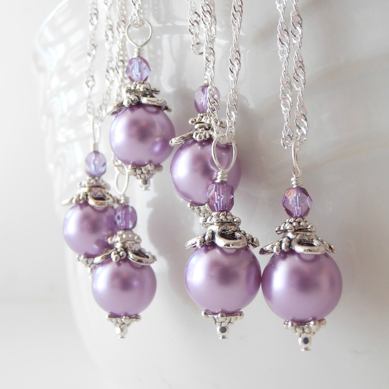 Light Purple Bridesmaid Jewelry Sets Handmade by FiveLittleGems
