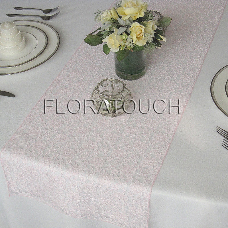 runner floratouch on  by Etsy Runner Light table Wedding Table Pink Lace overhang