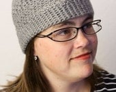 CLOSEOUT SALE - Crochet Beanie Grey Beanie for Women - OOAK Design Crocheted Hat for Ladies