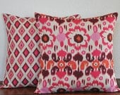 Decorative Pillow Set in Rose Pink and Natural 20x20 inches with Invisible  Zipper