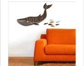WHALE - NAUTICAL - VINYL decal - School of fish - Ocean Theme - Bathroom - Bedroom - Playroom