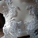 Beaded Applique Pair in White and Silver Lace larger size for Bridal, Sashes, Headbands, Costume Design PR 2