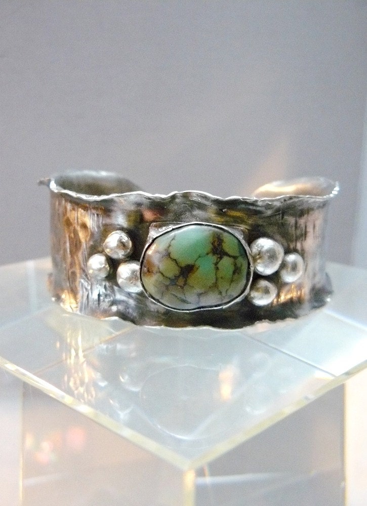 Turquoise Cuff with Nickel and Sterling Silver