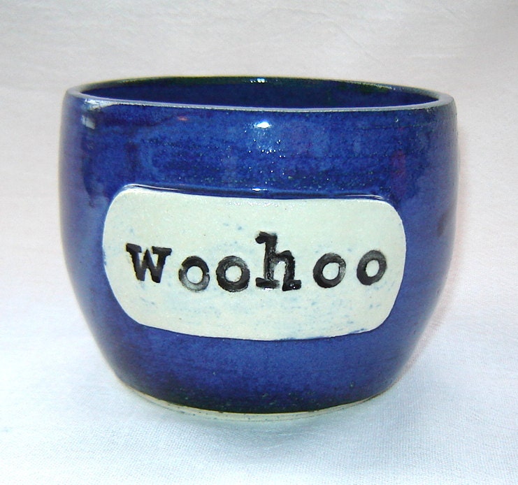 Woohoo Blue Stoneware Bowl Pot Holder for Desktop and Home Storage
