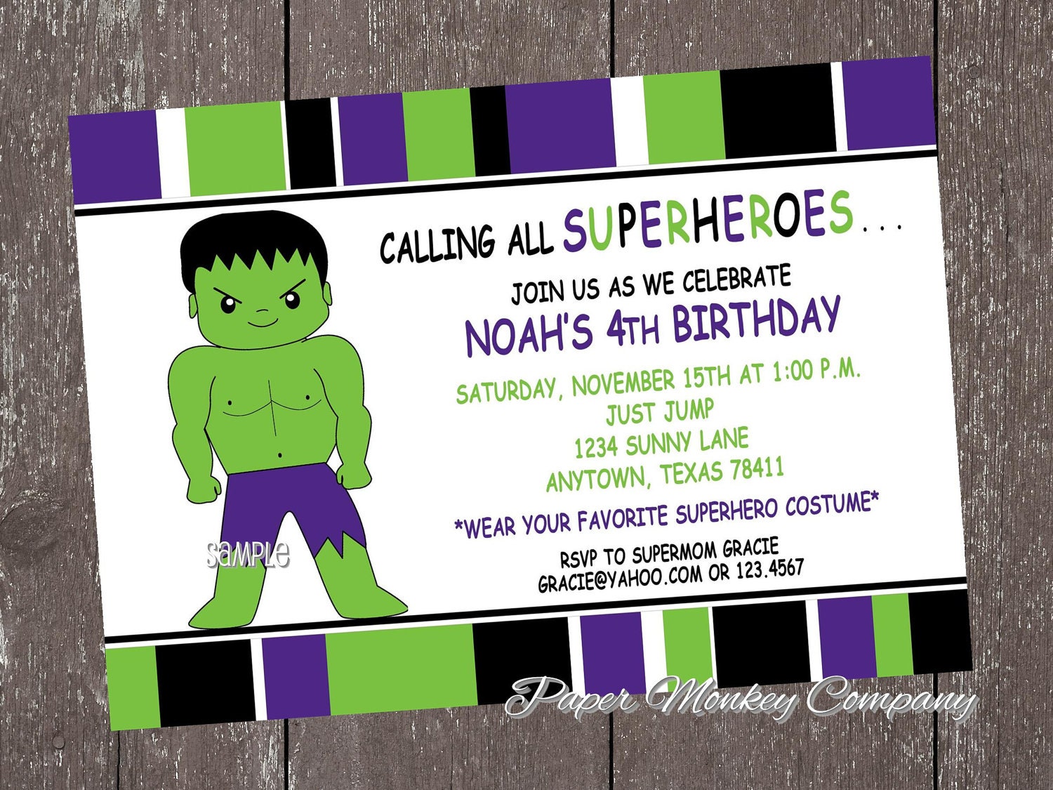 Hulk Superhero Birthday Invitations Il_570xn