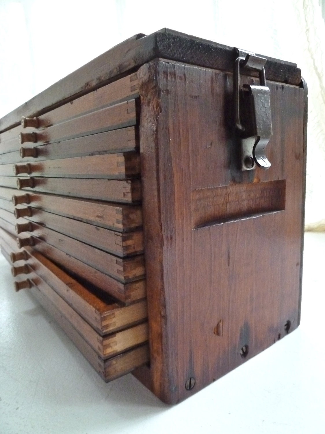 Rustic antique wooden chest/cigar drying box or trunk 1