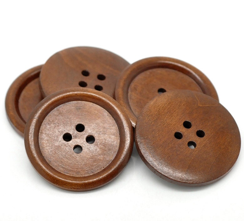Brown big button - 3 wooden buttons 40mm (1 5/8")  (BB142B)