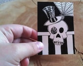 Skull ACEO print top hat skull no. 6