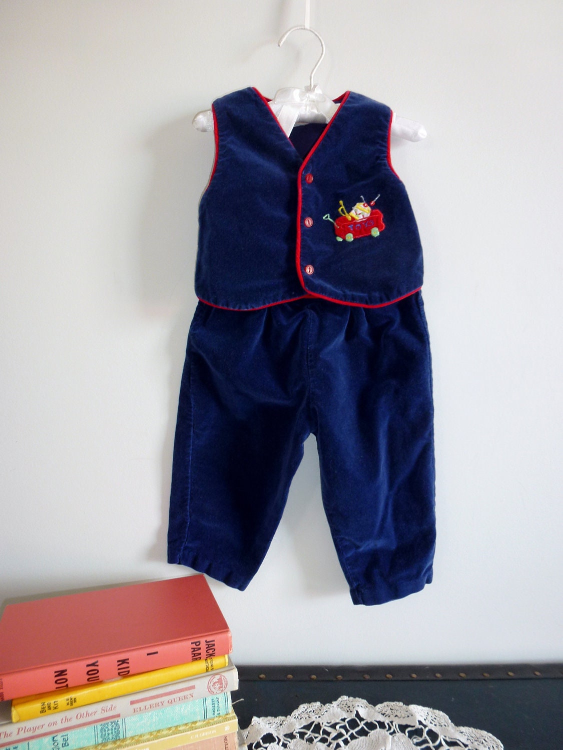Baby Boy Navy Blue Vest and Pants by Apearsvintagegoodies on Etsy