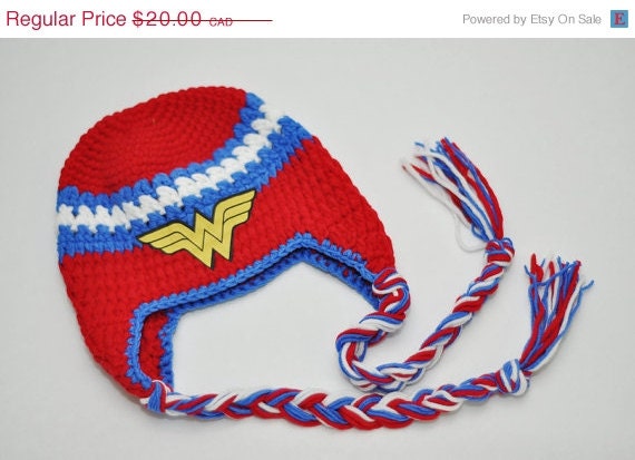 ON SALE Wonder Woman hat crocheted baby hat super hero hat photo prop