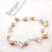 Pearl Bridal Jewelry, Pearl crystal bracelet, peach pearl bracelet