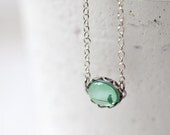 Mint tiny bird necklace - Mint jewelry - Pastel trend (N087)