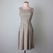 60s dress / sage green striped fit flare scoop back cotton (xs - s)
