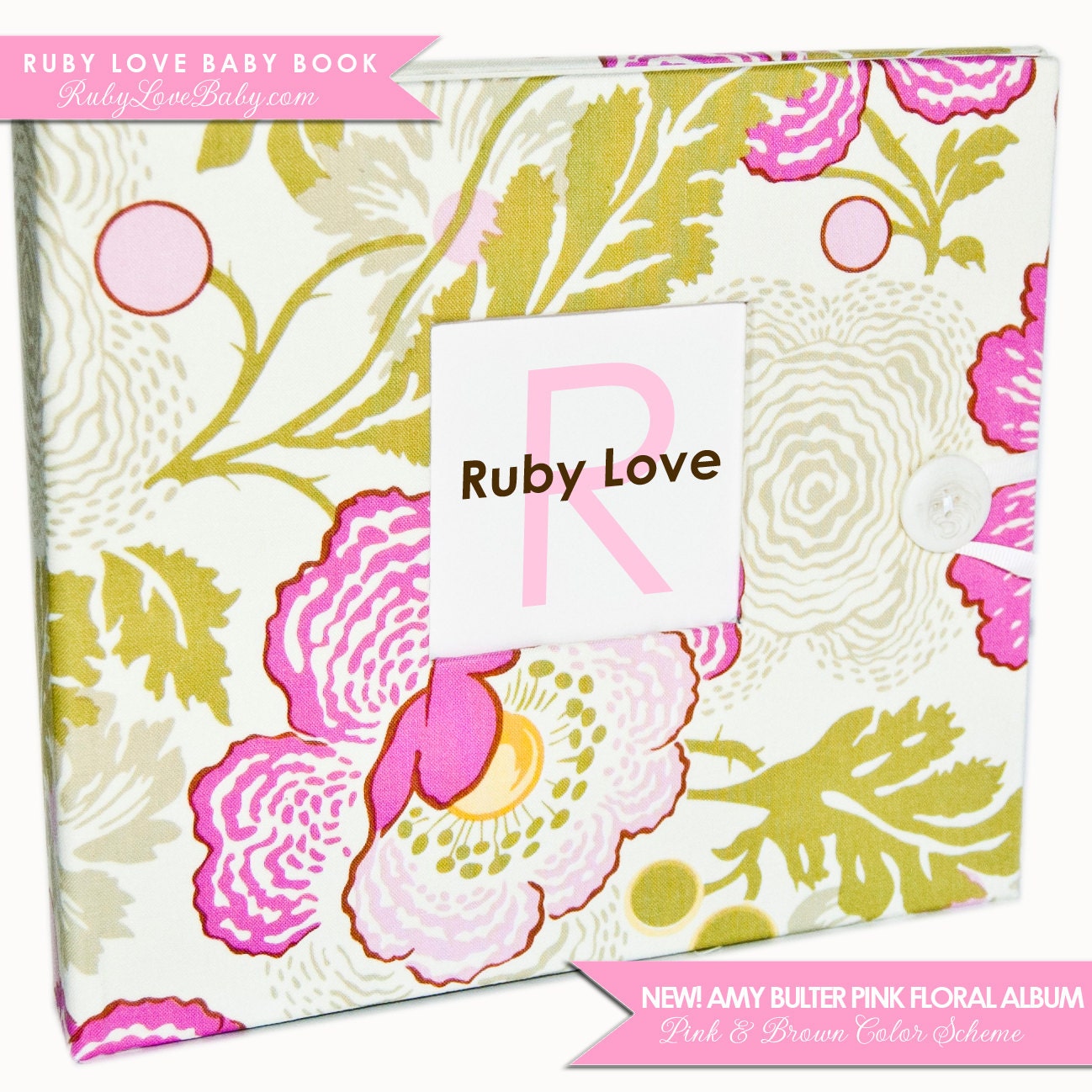Brand New// Fall 2012 Amy Butler Midwest Modern Fresh Poppies Fuchsia Album . Ruby Love Modern Baby Book