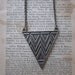 Aged Silver Tribal Aztec triangle center necklace