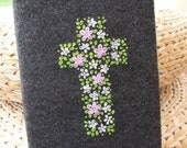 Bible with Grey Felt Hand Embroidered Cover