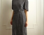 80s Carolina Herrera Textured Polka Dot Silk Dress