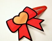 Kawaii Snap Hair Clip Anime Magical Girl Red Bow Yellow Heart