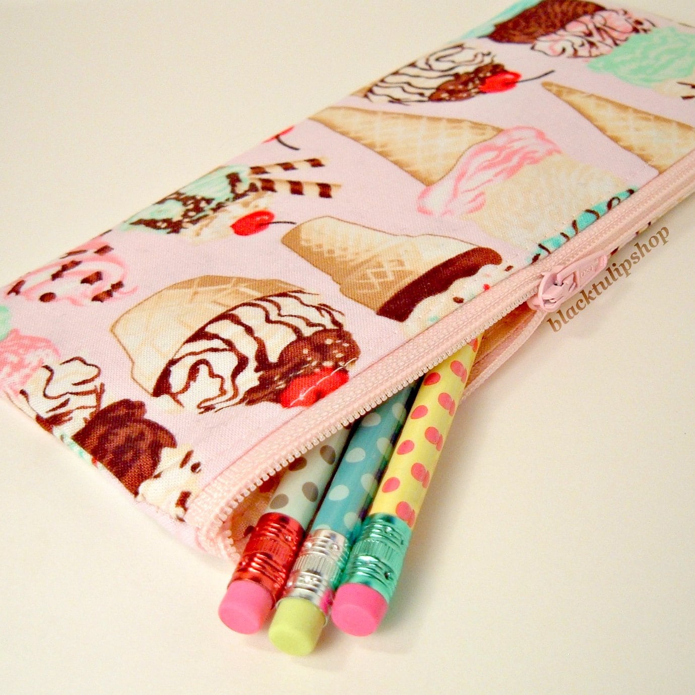 Cute Pencil Case Zipper Pouch Ice Cream Cones by