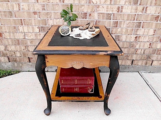 Vintage - Upcycled - French Country - Rustic Farmhouse - Wooden End - Side Table - Nighstand - CHIC