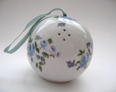 Porcelain Potpourri  Ball- Scent Ball pomander with White ball with blue and purple flowers -Andre RIchard made in Japan