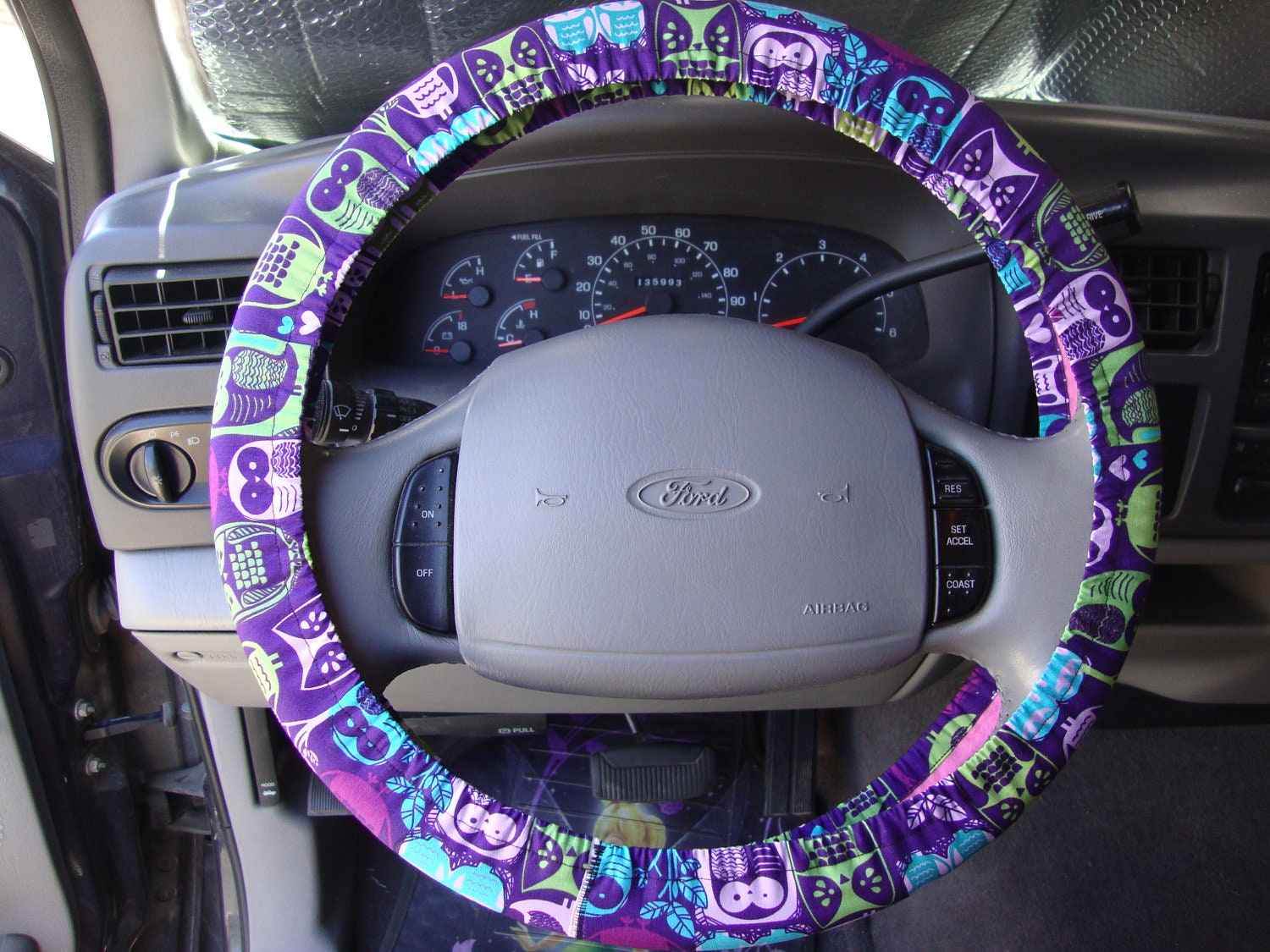 Steering Wheel Cover purple owls