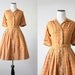 50s dress - 1950's dress - pumpkin plaid dress