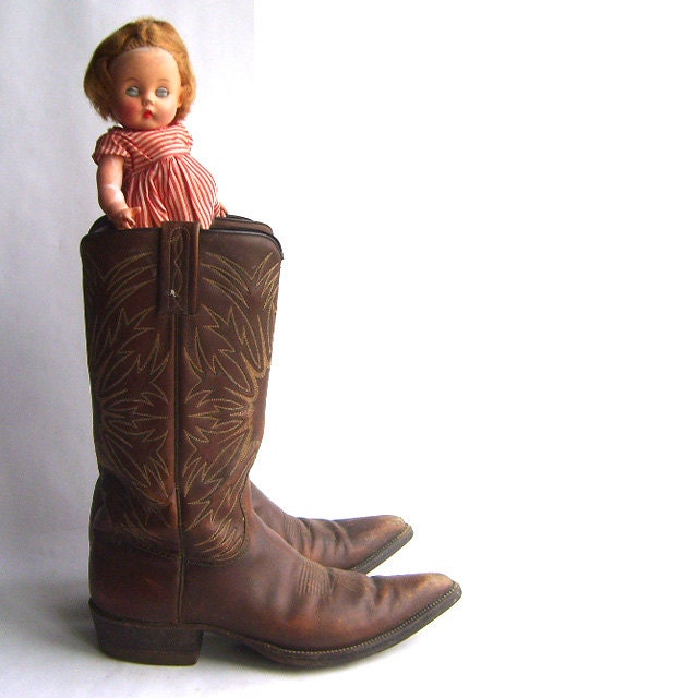 Vintage Dan Post Mens Cowboy Boots Size 8.5 B or Womens 9.5
