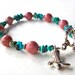 Western bracelet, turquoise silver cowgirl bracelet with cowboy boot turquoise and brown stone beads and toggle clasp boho southwest