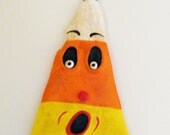 Vintage Style Halloween Bitten Candy Corn Folk Art Ornament
