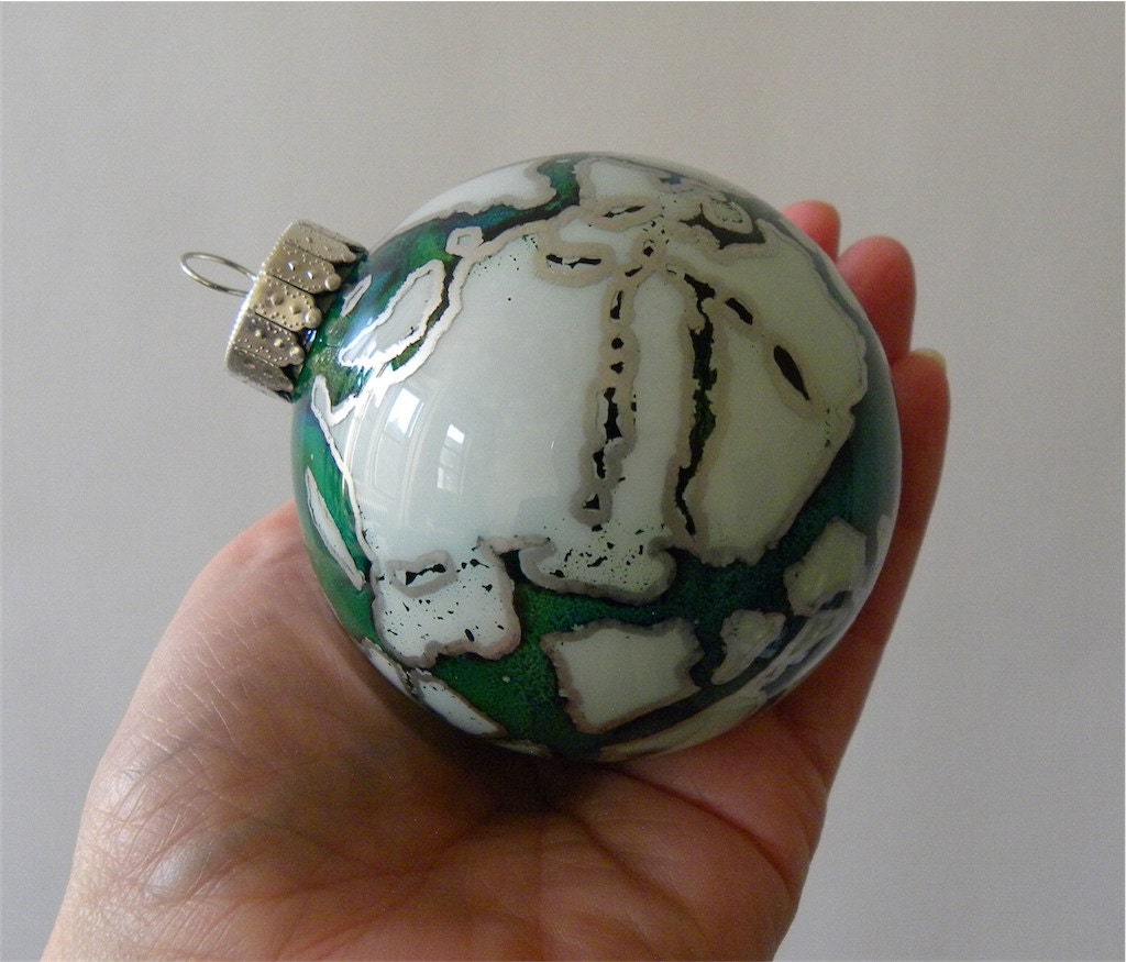 Glass Ornament - Hand Painted, One of a Kind Holiday Decoration - schemata