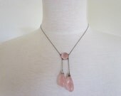SALE Rose Quartz Arts and Crafts Necklace