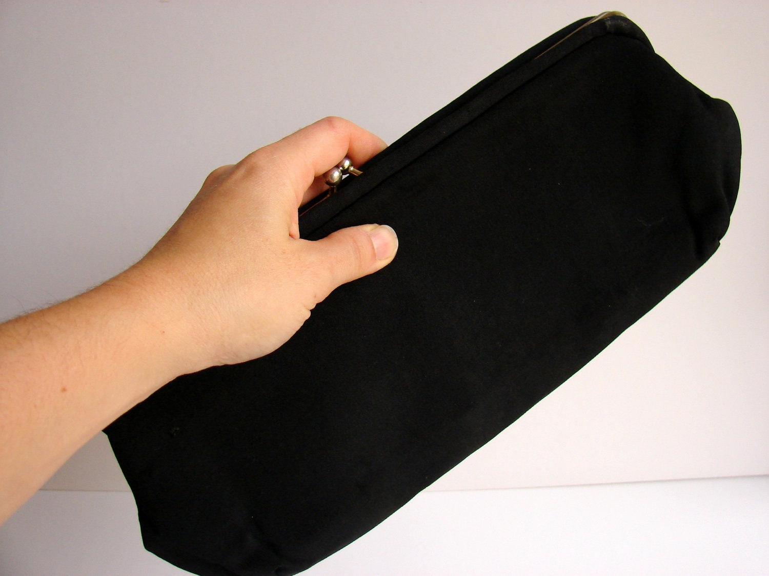 Black Clutch Vintage Purse Sixties