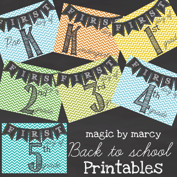 Instant Download Back to school printable signs for the first day of school Pre-K through 12 Il_570xn