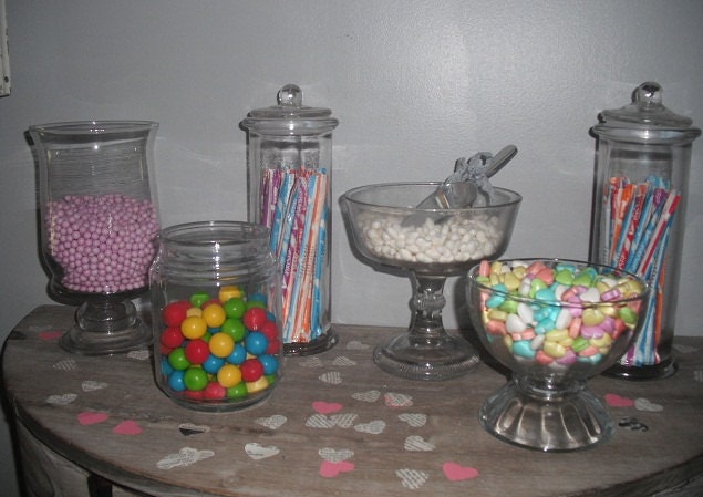 7 Pc Wedding Candy Buffet Jars Candy Bar By Mamalisascottage