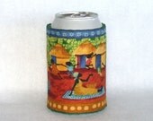 Ethnic Print Beer Coozie / Can Koozie / Handmade Cozy
