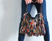 Leather handbag, colorful leather bag, variety of colors everyday handbag, black, large bag - stellachili