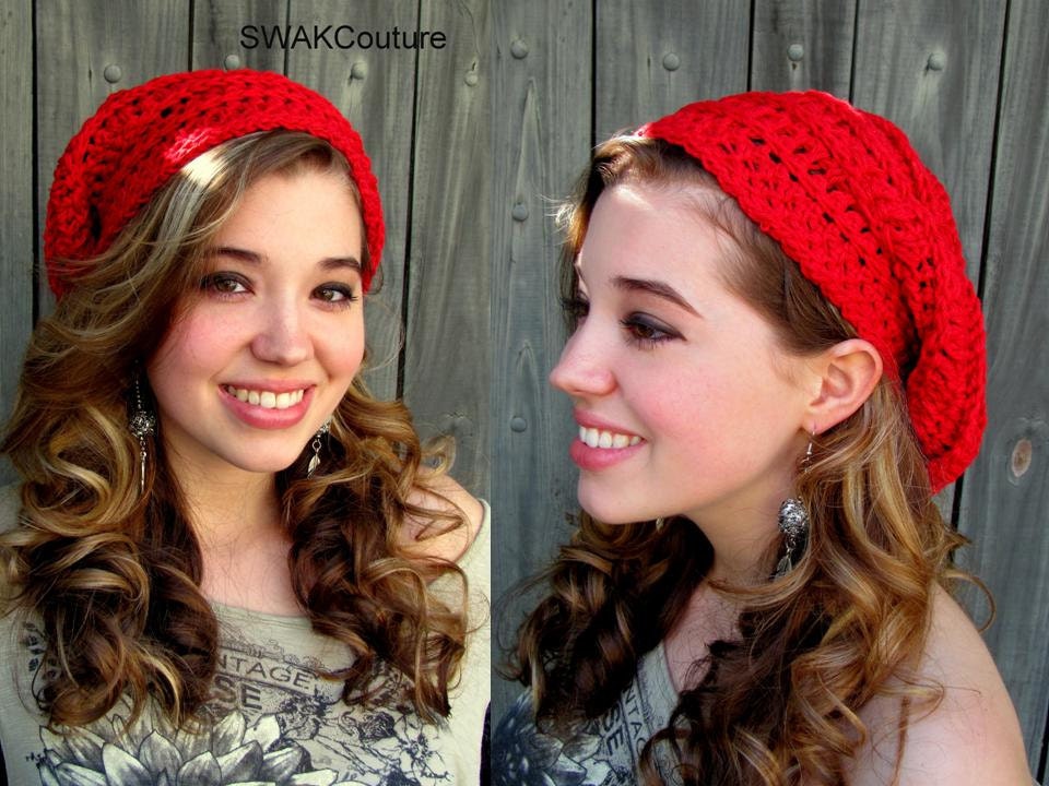 Cotton Slouchy Hat Summer Beanie Cap Lightweight Cap Red or CHOOSE Your color
