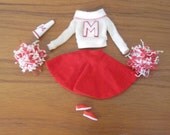 BARBIE CHEERLEADER 1960s outift with accessories