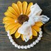 Sunflower Corsage on Pearl Bracelet