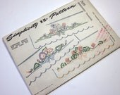 Simplicity Embroidery Transfers 50s / Uncut Floral and Scallop Borders for Towels, Pillowcases, Etc.