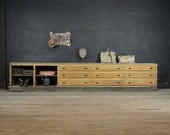 Antique American Cabinet, Grain Painted General Store Built-In