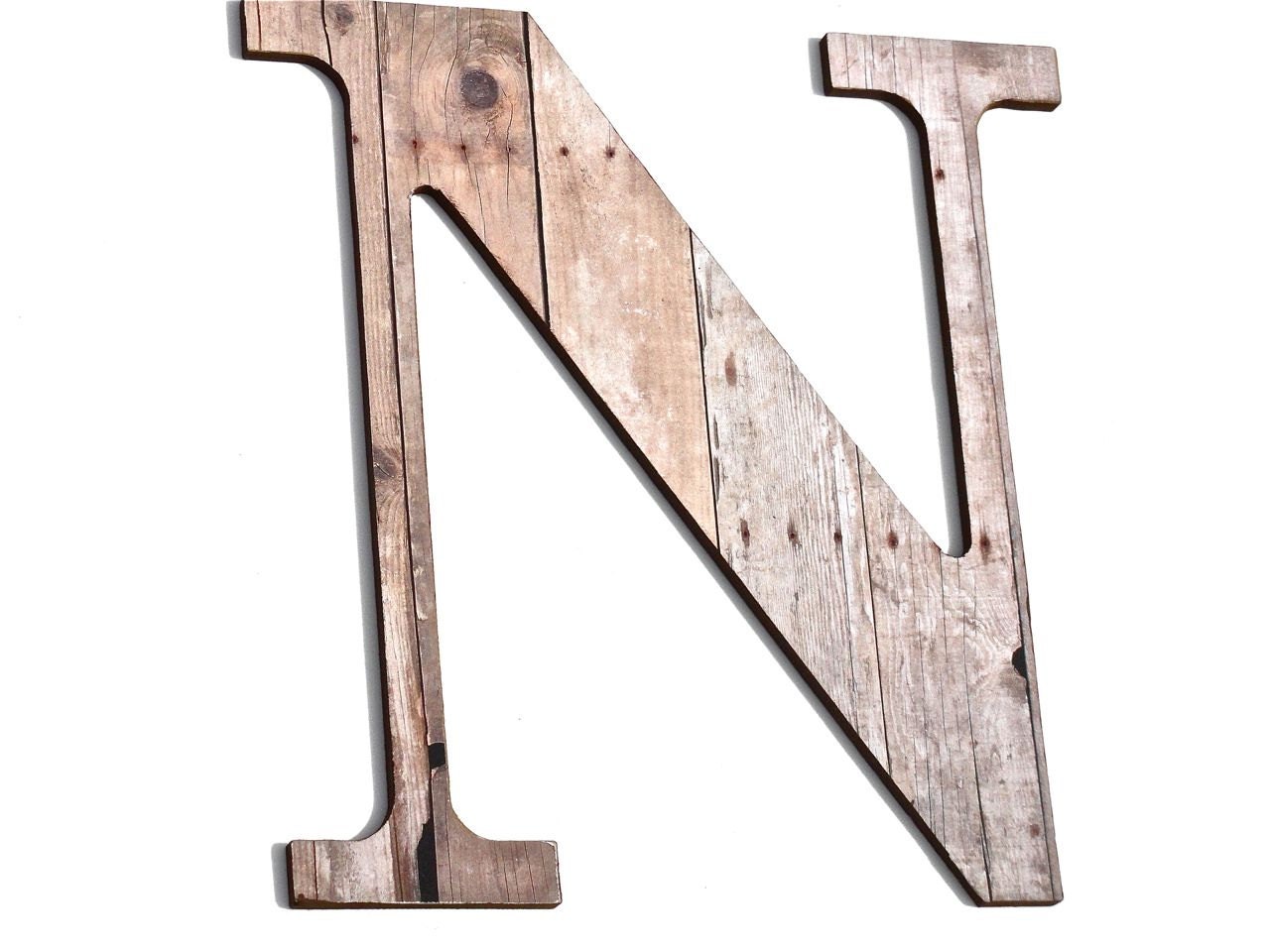 Wooden Letter N, Wood Grain, Crafting Paper, Initials, Country, Rustic, Chic Decor, Wall decorative Letters - compulsivecollection