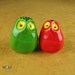 Pottery Owl Pair - The Owlet Misfits Collection Red and Green