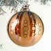 Blown Glass Christmas Tree Ornament Signature Series Golden Amber Brown Retro Gold Stripe Chain Etch
