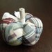 Navy Blue Madras Plaid Pumpkin Pincushion